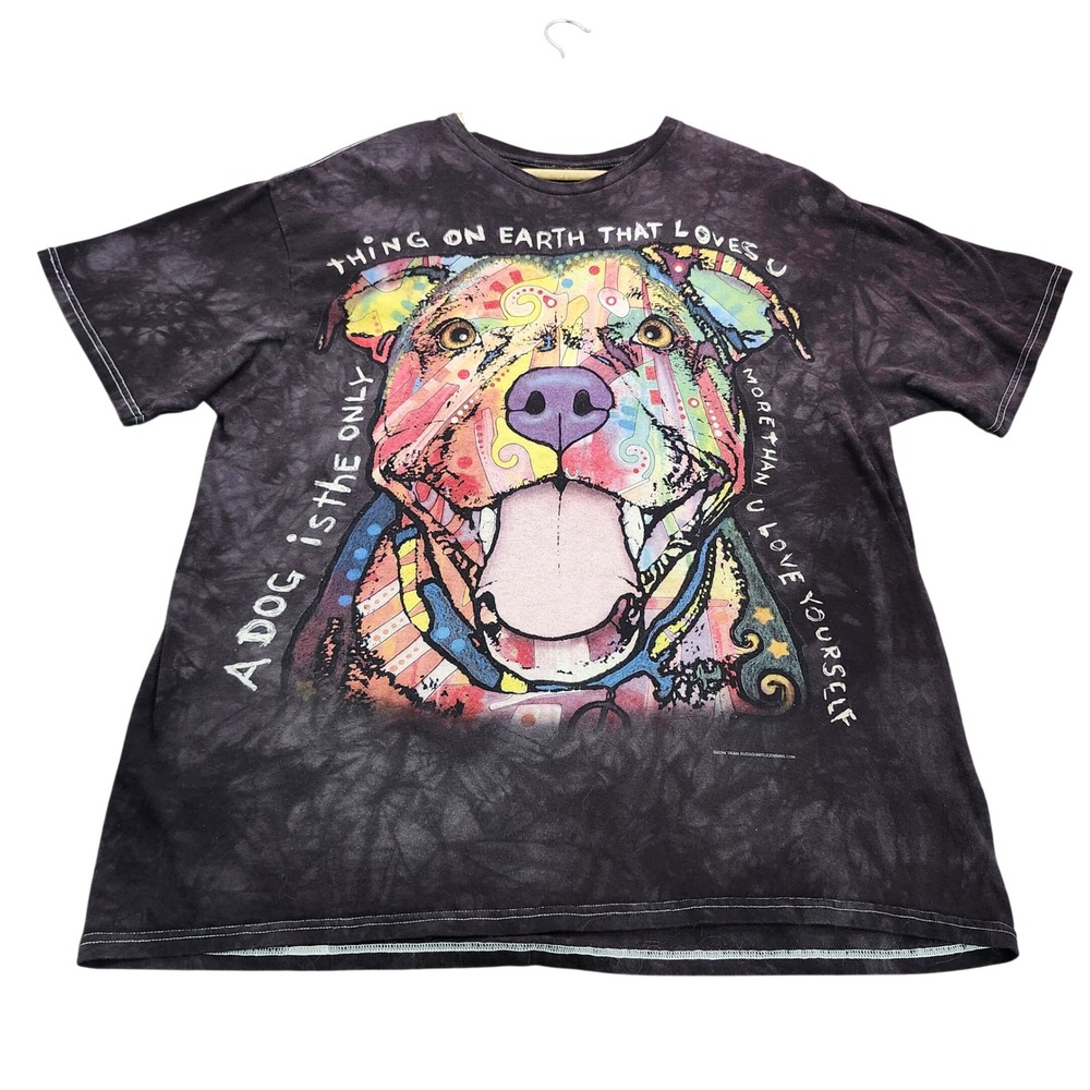 The Mountain Dean Russo Pit Bull Dog Graphic Tie Dye T-Shirt Mens XL Black 11895